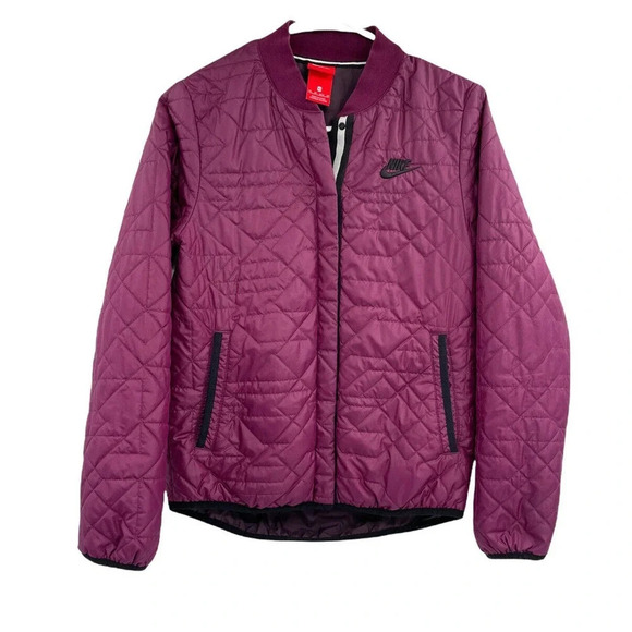 Nike Jackets & Blazers - NIKE Women's Bomber Jacket Size XS PrimaLoft Quilted Snap Button 854747-609 Wine